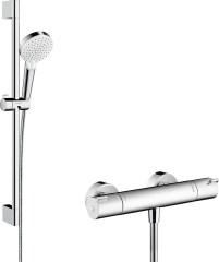 Hansgrohe Crometta Falsíkon kívüli zuhanyrendszer Vario 65 cm-es zuhanyrúddal és Ecostat 1001 CL termosztáttal 