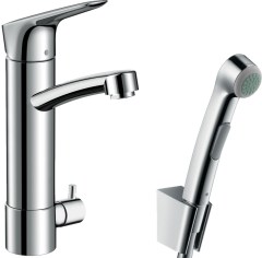 Hansgrohe Logis Egykaros mosdócsaptelep elzárószeleppel, bidette kézizuhannyal és 160 cm zuhanycsővel 