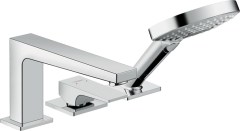 Hansgrohe Metropol 3-lyukú peremre szerelhető egykaros kádcsaptelep karos fogantyúval és Secuflex-vel 