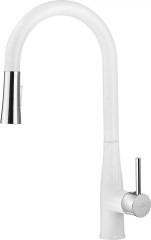 Deante Lukrecja álló mosogató csaptelep U alakú kifolyóval kihúzható zuhanyfejjel - króm-fehér 
