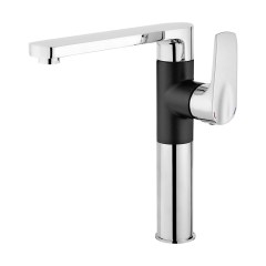 Deante Gardenia álló mosogató csaptelep szögletes kifolyóval - króm-fekete 