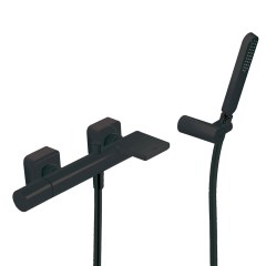 Tres Loft Colors fali kádtöltő és zuhany csaptelep, szatén tömlős kézizuhannyal,  matt fekete 20017001NM