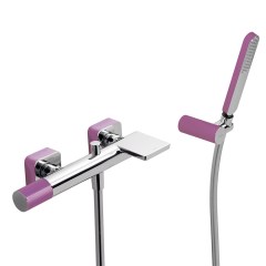 Tres Loft Colors fali kádtöltő és zuhany csaptelep, szatén tömlős kézizuhannyal purple-chrome  20017001VI