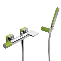 Tres Loft Colors fali kádtöltő és zuhany csaptelep, szatén tömlős kézizuhannyal green  20017001VE