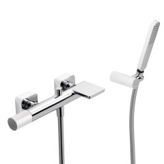 Tres Loft Colors fali kádtöltő és zuhany csaptelep, szatén tömlős kézizuhannyal fehér-chrome 20017001BL