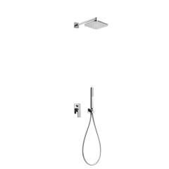 Tres Loft Colors falba süllyesztett  zuhany csaptelep szett, esőztetővel és kézizuhannyal, fekete-chrome 20018002NE