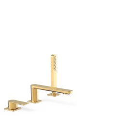 Tres Loft Colors peremre szerelhető kádtöltő és zuhany csaptelep, kihúzható zuhanyfejjel, matt arany 20016203OM