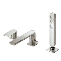 Tres Loft Colors peremre szerelhető kádtöltő és zuhany csaptelep, kihúzható zuhanyfejjel, steel 20016203AC