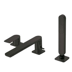 Tres Loft Colors peremre szerelhető kádtöltő és zuhany csaptelep, kihúzható zuhanyfejjel, matt fekete 20016201NM