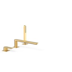 Tres Loft Colors peremre szerelhető kádtöltő és zuhany csaptelep, kihúzható zuhanyfejjel, matt arany 20016201OM