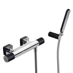 Tres Loft Colors fali termosztátos zuhany csaptelep, kézizuhannyal, fekete-chrome 20016409NE