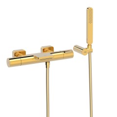 Tres Loft Colors fali termosztátos zuhany csaptelep, cascade kifolyóval, kézizuhannyal, arany  20017409OR