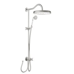 Tres Clasic kétkaros zuhany csaptelep szett, kézizuhannyal és esőztetővel steel 24247601AC