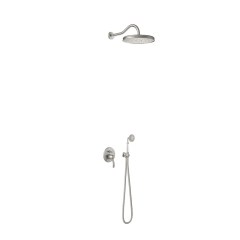 Tres Clasic falba süllyesztett, csaptelep szett, kézizuhannyal és esőztetővel steel 24218003AC