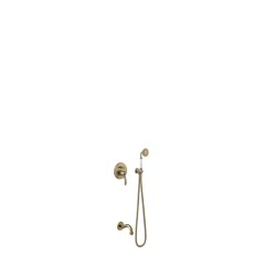Tres Clasic falba süllyesztett kádtöltő csaptelep, fali kifolyóval és kézizuhannyal bronz 24218005LV