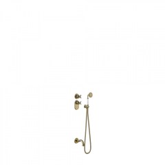 Tres Clasic falba süllyesztett, termosztátos kád csaptelep, kézizuhannyal  matt bronz 24235201LM