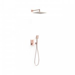 Tres Project-Tres falba süllyesztett  zuhany csaptelep, kézizuhannyal és esőztetővel rose gold 21128040OP