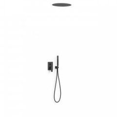 Tres Project-Tres falba süllyesztett  zuhany csaptelep, kézizuhannyal és esőztetővel matt fekete 21128006NM