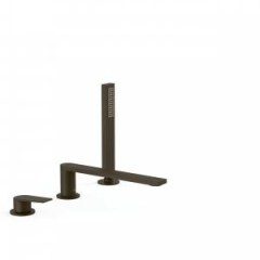Tres Project-Tres peremre ültethető kádtöltő csaptelep, kézizuhannyal, (kifolyó 230 mm) black bronze   21116103KMB