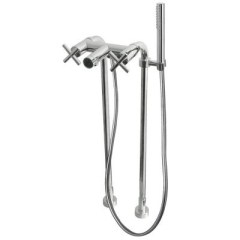 Tres Max-Tres padlóra csatlakoztatható kétkaros kád csaptelep, kézizuhannyal, króm 163194