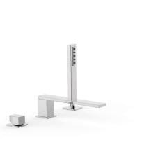 Tres Slim Exclusive peremre szerelhető, 3 üléses  kádcsaptelep, 220 mm-es kifolyóval, kézizuhannyal, króm 20216102