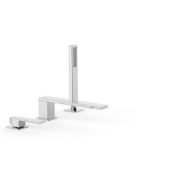 Tres Slim Exclusive peremre szerelhető, 3 üléses  kádcsaptelep, 220 mm-es kifolyóval, kézizuhannyal, króm 20216101