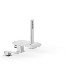 Tres Slim Exclusive peremre szerelhető, 3 üléses  kádcsaptelep, cascade kifolyóval, kézizuhannyal, króm 20266101