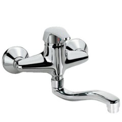 Konyhai egykaros, fali mosogató csaptelep, 130 mm-es kifolyóval, króm 07032003