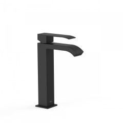 Tres Cuadro Exclusive magasított egykaros mosdó csaptelep, cascade kifolyóval matt fekete 00661001NM