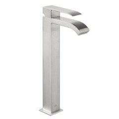 Tres Cuadro Exclusive egykaros mosdó csaptelep, 318mm magas, cascade kifolyóval steel 00681001AC