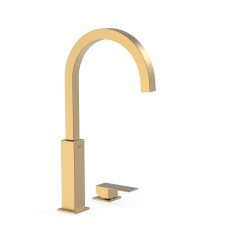 Tres Cuadro Exclusive magasított, peremre szerelhető, 2 üléses mosdó csaptelep, matt arany  00610504OM