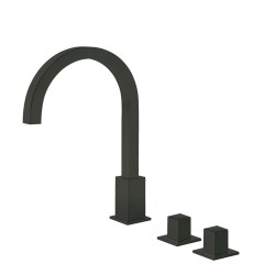 Tres Cuadro Exclusive peremre szerelhető, 3 üléses kád csaptelep, matt fekete  00810503NM