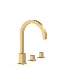Tres Cuadro Exclusive peremre szerelhető, 3 üléses kád csaptelep, matt arany  00810503OM