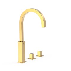 Tres Cuadro Exclusive magasított, peremre szerelhető, 3 üléses kád csaptelep, arany  00810504OR