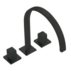 Tres Cuadro Exclusive peremre szerelhető, 3 üléses kád csaptelep, matt fekete  00810501NM