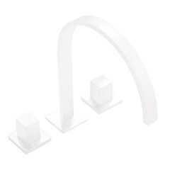 Tres Cuadro Exclusive peremre szerelhető, 3 üléses kád csaptelep, matt fehér  00810501BM