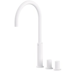 Tres Study Exclusive  peremre szerelhető, magasított, 3 üléses mosdó csaptelep, matt fehér  06110502BM