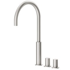 Tres Study Exclusive  peremre szerelhető, magasított, 3 üléses mosdó csaptelep,  steel  06110502AC