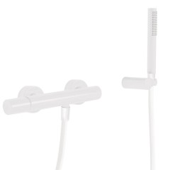 Tres Study Exclusive fali zuhany csaptelep, szatén tömlős kézizuhannyal, matt fehér 26116701BM