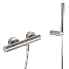 Tres Study Exclusive fali zuhany csaptelep, szatén tömlős kézizuhannyal, steel 26116701AC