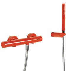 Tres Study Exclusive fali zuhany csaptelep, szatén tömlős kézizuhannyal, red 26116701TRO