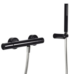 Tres Study Exclusive fali zuhany csaptelep, szatén tömlős kézizuhannyal, fekete 26116701TNE