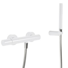 Tres Study Exclusive fali zuhany csaptelep, szatén tömlős kézizuhannyal, fehér 26116701TBL