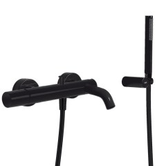 Tres Study Exclusive fali zuhany és kádtöltő csaptelep, szatén tömlős kézizuhannyal, matt fekete 26117001NM