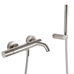 Tres Study Exclusive fali zuhany és kádtöltő csaptelep, szatén tömlős kézizuhannyal, steel 26117001AC