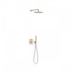 Tres Study Exclusive falba süllyesztett  zuhany csaptelep szett, esőztetővel és kézizuhannyal, rose gold  26228004OP