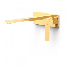 Tres Slim Exclusive falba süllyesztett egykaros mosdó csaptelep, 240 mm-es kiömlővel, leeresztővel,  arany 20230012OR