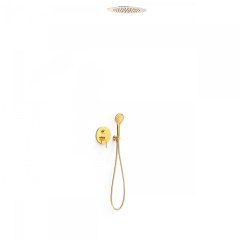 Tres Study Exclusive falba süllyesztett  zuhany csaptelep szett, esőztetővel és kézizuhannyal, arany 26228050OR