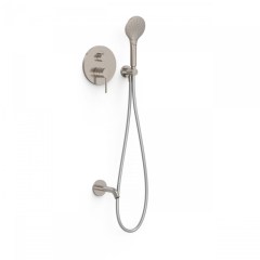 Tres Study Exclusive falba süllyesztett  zuhany és kádtöltő csaptelep, szatén tömlős kézizuhannyal, steel 26228060AC