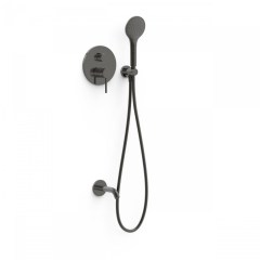 Tres Study Exclusive falba süllyesztett  zuhany és kádtöltő csaptelep, szatén tömlős kézizuhannyal, black bronze 26228060KMB